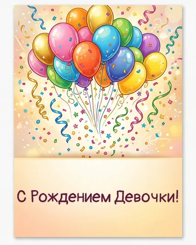 Открытка с рождением девочки: розовое конфетти и салют — с днём рождения дочки!